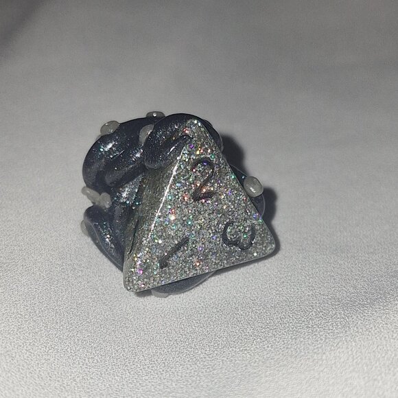 Artisan Handmade DnD D4 Holographic Dice Resin Pendant with Polymer Tentacles - Picture 7 of 8